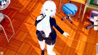 [Eroge Koikatsu! ] FGO Jeanne Alter's boobs rubbed and Nio standing handjob blowjob sex after having you serve! Big Breasts Hentai [Hentai Game Feito]