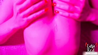 Busty Babe Jerk Off Huge Cock and Cum on Big Boobs Closeup
