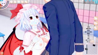 [Eroge Koikatsu! ] Touhou project Sex after rubbing Remilia's boobs and having her serve as a standing handjob blowjob! Big breasts anime [hentai game]