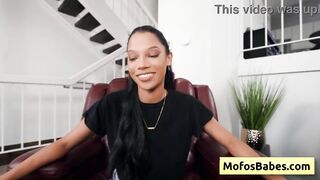 Sexy and busty ebony hottie play with her big boobs and show her juicy moist pussy