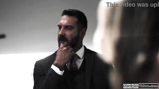 Can my big boobs negotiate me out of the mess Ive gotten myself into?Busty Ella Reese seduces the investigator and fucks him when her hubby walks in