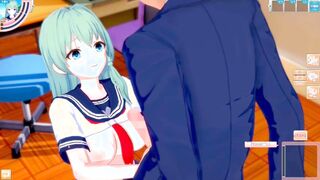 [Eroge Koikatsu! ] Touhou Project Sanae Kochiya's boobs rubbed and sex after having a standing handjob blowjob service! Big breasts anime [hentai game]