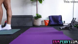 Big boobs curvy Black MILF fucks her big dick step brother in the gym