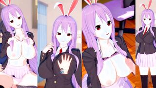[Eroge Koikatsu! ] Touhou Project Sex after rubbing Udonge's boobs and having him serve as a standing handjob blowjob! Big breasts anime [hentai game]