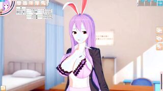 [Eroge Koikatsu! ] Touhou Project Sex after rubbing Udonge's boobs and having him serve as a standing handjob blowjob! Big breasts anime [hentai game]