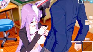 [Eroge Koikatsu! ] Touhou Project Sex after rubbing Udonge's boobs and having him serve as a standing handjob blowjob! Big breasts anime [hentai game]