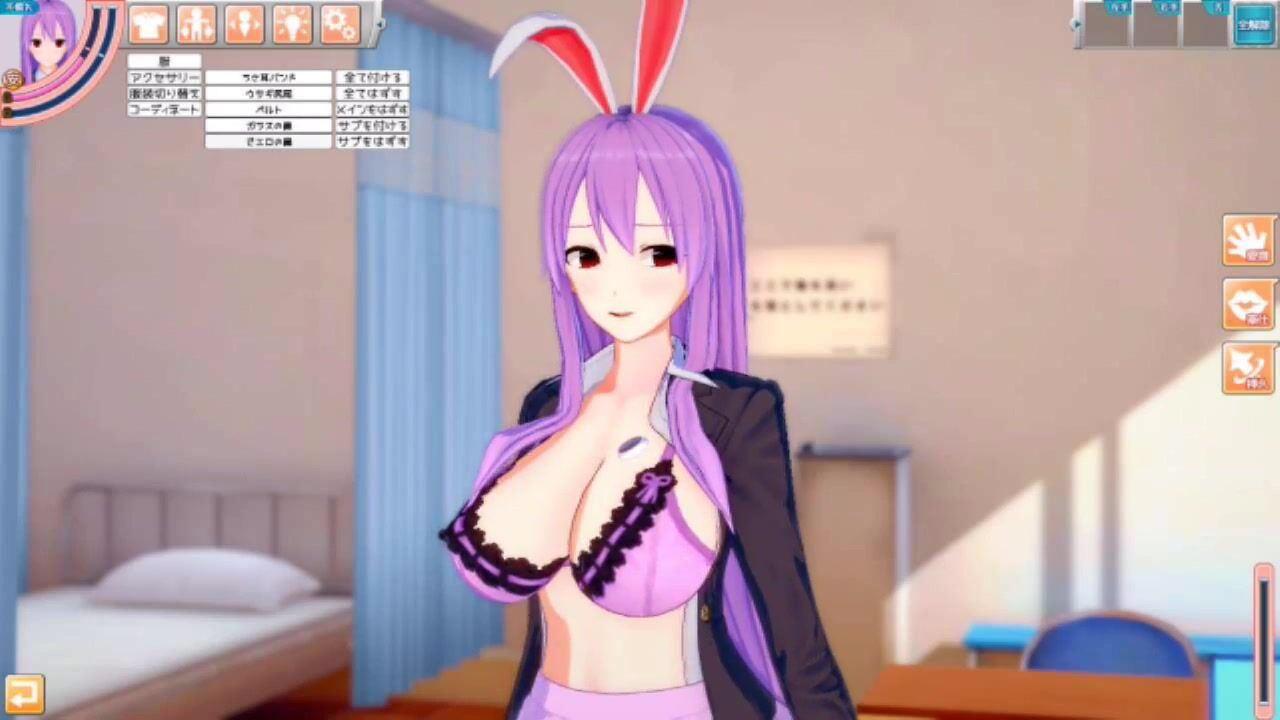 [Eroge Koikatsu! ] Touhou Project Sex after rubbing Udonge's boobs and having him serve as a standing handjob blowjob! Big breasts anime [hentai game]