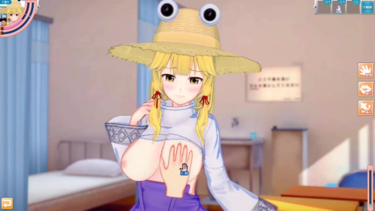 [Eroge Koikatsu! ] Touhou Project Sex after rubbing Moriya Suwako's boobs and having her serve as a standing handjob blowjob! Big breasts anime [hentai game]