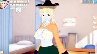 [Eroge Koikatsu! ] Touhou Project Matara Hidden Kina's boobs rubbed and Nio standing handjob fellatio sex after being served! Big breasts anime [Hentai game Toho]