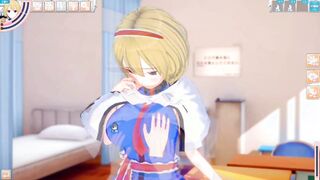 [Eroge Koikatsu! ] Touhou project Sex after rubbing Alice's boobs and having her serve as a standing handjob blowjob! Big breasts anime [hentai game]
