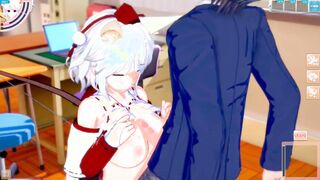 [Eroge Koikatsu! ] Touhou project Sex after rubbing the boobs of Inubashiri Kabuki and having him serve as a standing handjob blowjob! Big breasts anime [hentai game]
