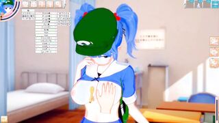 [Eroge Koikatsu! ] Touhou project Sex after rubbing the boobs of Kawashiro and having him serve as a standing handjob blowjob! Big Breasts Hentai [Hentai Game Toho]