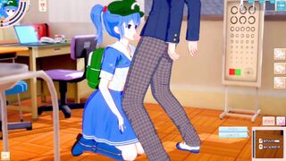 [Eroge Koikatsu! ] Touhou project Sex after rubbing the boobs of Kawashiro and having him serve as a standing handjob blowjob! Big Breasts Hentai [Hentai Game Toho]