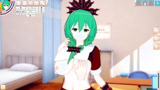 [Eroge Koikatsu! ] Touhou project Sex after rubbing the boobs of Kagiyama Hina and having him serve as a standing handjob blowjob! Big breasts anime [Hentai game Toho]