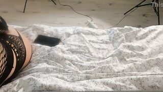 Hot girl with big boobs in bodystocking got her pussy oiled and rubbed