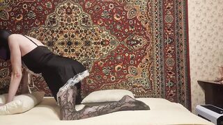Anastasia dominates her slave with a strapon in this intense amateur scene.