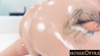 Passionate Interracial Encounter with Huge Dick and Oiled-Up Milf
